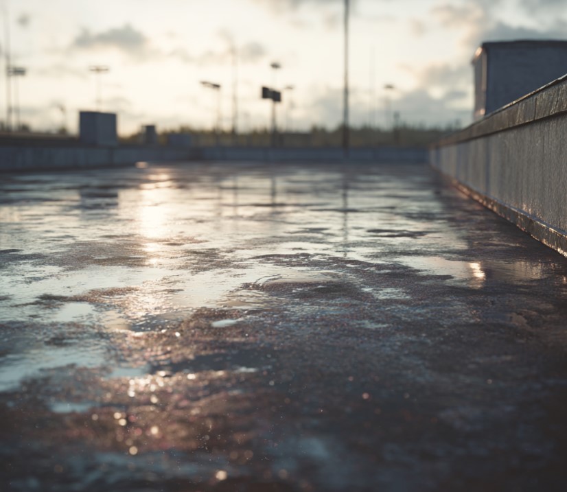 ponding water on flat commercial roof